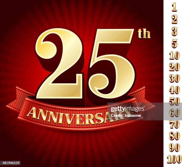 anniversary badges red and gold collection background - 50th anniversary background stock illustrations