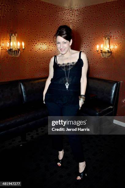 Actress Joely Fisher attends an evening with Azzedine Downes, President and CEO of the International Fund for Animal Welfare at Porta Via Restaurant...