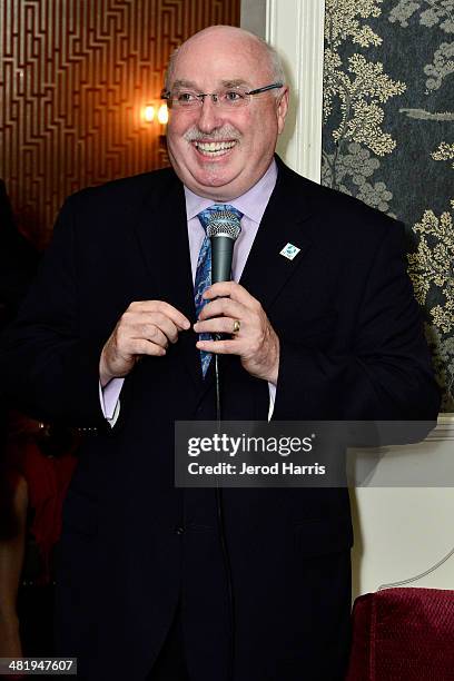 President and CEO of International Fund for Animal Welfare Azzedine Downes gives remarks at Porta Via Restaurant on April 1, 2014 in Beverly Hills,...