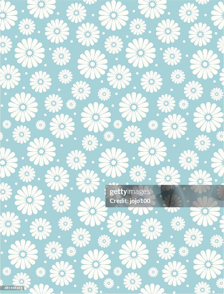 Seamless Simple Turquoise Daisy Polka Repeat Pattern