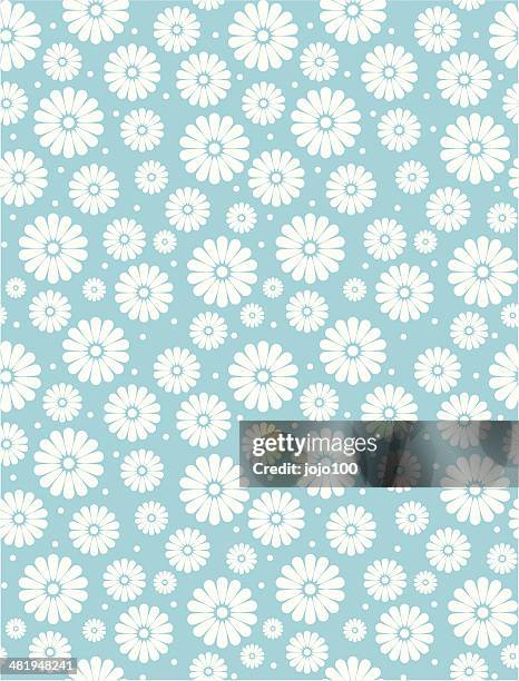 seamless simple turquoise daisy polka repeat pattern - daisy stock illustrations