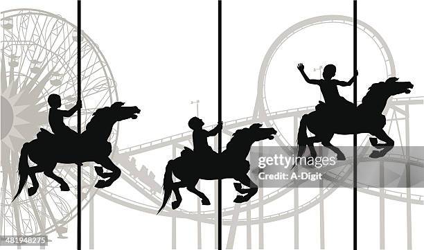 fun'n rides - carousel animals stock illustrations