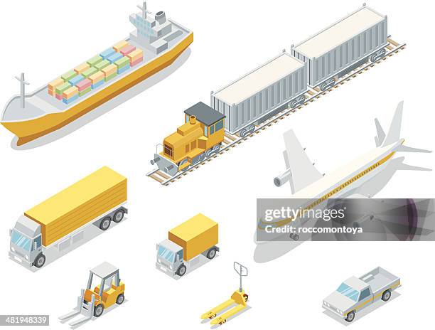 isometric logistic - pick up truck stock illustrations