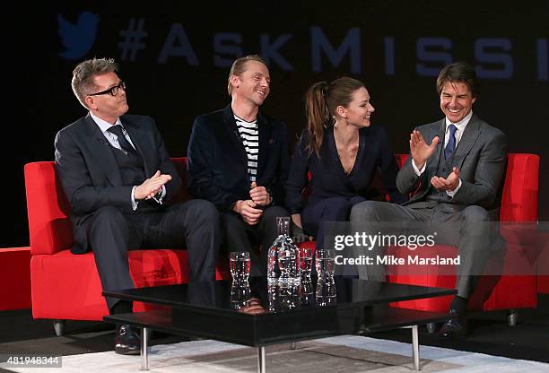 Christopher McQuarrie, Simon Pegg, Rebecca Ferguson and Tom Cruise take part in a Q&A at the UK Fan Screening of 'Mission: Impossible - Rogue Nation'...