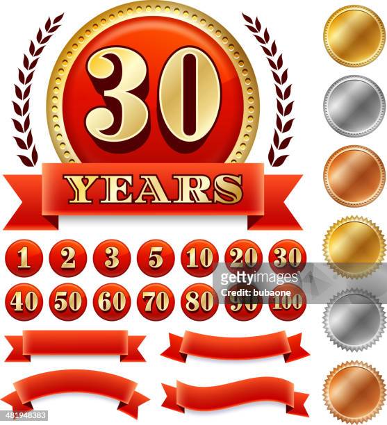 custome anniversary badges - 20 29 years stock illustrations