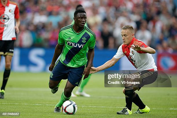 Victor Wanyama of Southampton, Jens Toornstra of Feyenoord during the pre-season friendly match between Feyenoord and Southampton FC on July 23, 2015...