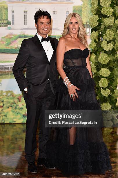 Giulio Base and Tiziana Rocca attend the Monaco Red Cross Gala on July 25, 2015 in Monte-Carlo, Monaco.