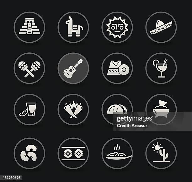 mexican culture & food | black - inca musical instrument stock illustrations