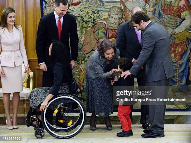 Princess Letizia of Spain, Prince Felipe of Spain, Spanish Paralympic medalist Teresa Perales, Queen Sofia of Spain, Mariano Menor Jr, King Juan...