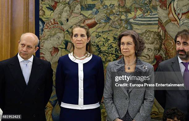 Spanish culture minister Jose Ignacio Wert, Princess Elena of Spain and Queen Sofia of Spanish attend the delivery ceremony of 'Gran Cruz de la Real...