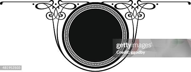 circle- scroll panel - black border stock illustrations