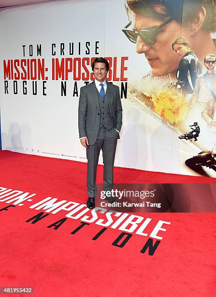 Tom Cruise attends an exclusive screening of "Mission Impossible: Rogue Nation" at BFI IMAX on July 25, 2015 in London, England.