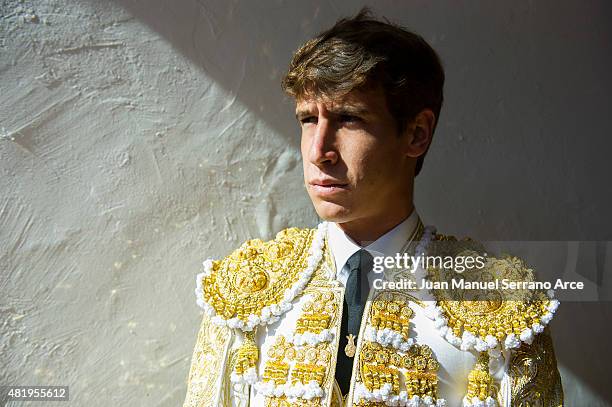 Spanish bullfighter Fernando Rey looks on before a bullfight as part of the Feria Santiago in a bullfight on July 25, 2015 in Santander, Spain.