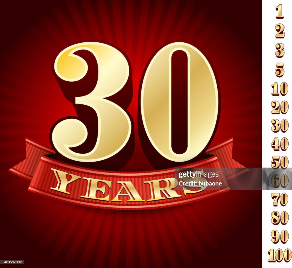 Anniversary Badges Red and Gold Collection Background