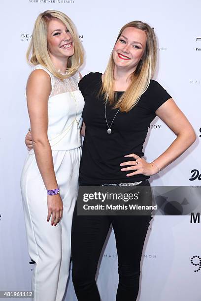 Amelie Klever and Maren Klever arrive for the Platform Fashion Selected show during Platform Fashion July 2015 at Areal Boehler on July 25, 2015 in...