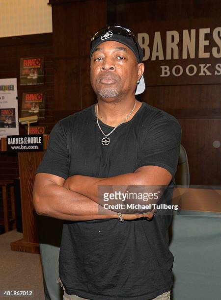 Rapper Chuck D attends a signing for Public Enemy's new album "Man Plans God Laughs" at Barnes & Noble at The Grove on July 25, 2015 in Los Angeles,...