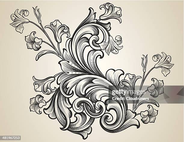 ilustraciones, imágenes clip art, dibujos animados e iconos de stock de las marcas se desplaza flores - cachemira