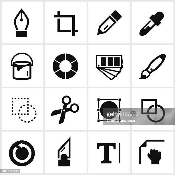 schwarz design-werkzeuge symbole - farbrad stock-grafiken, -clipart, -cartoons und -symbole