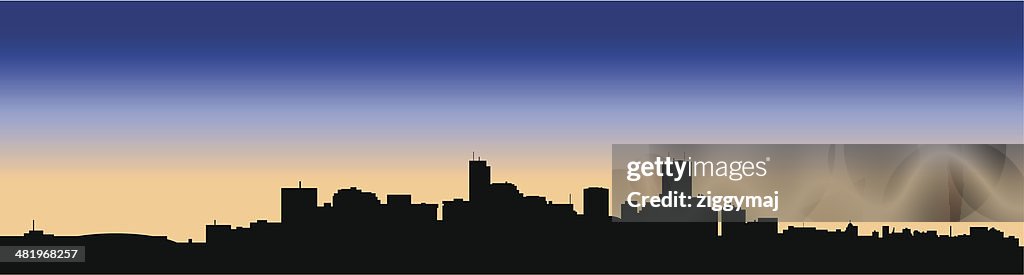 Vista panorámica al atardecer de la ciudad de Denver