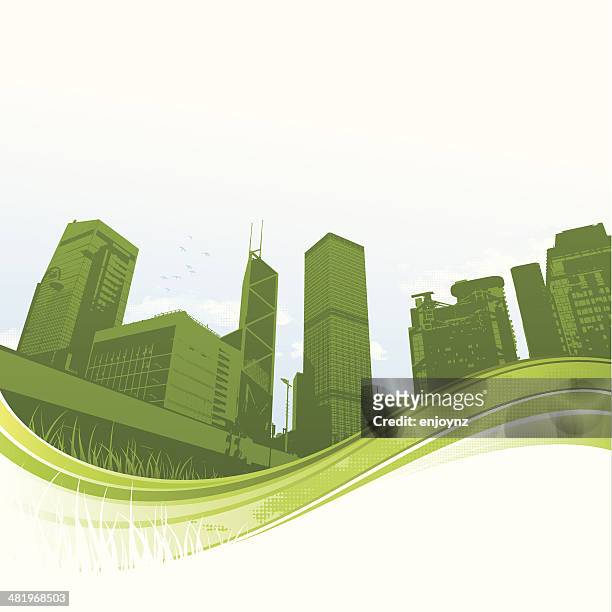 green city flow background - hong kong stock illustrations