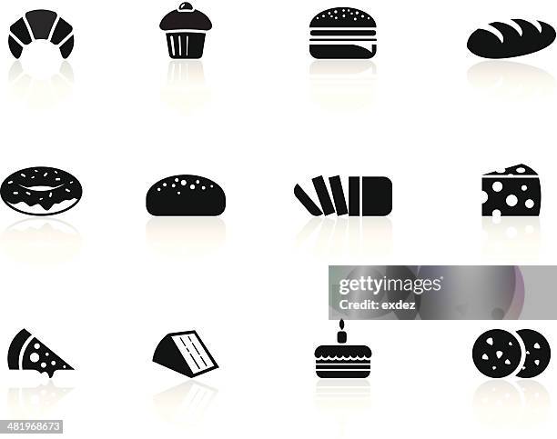 bakery foods icons - serving size stock illustrations