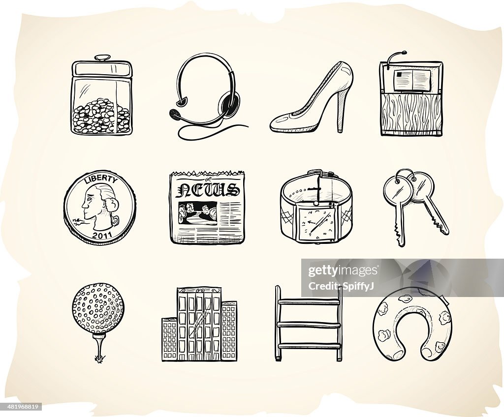 Business and office sketch icons 7