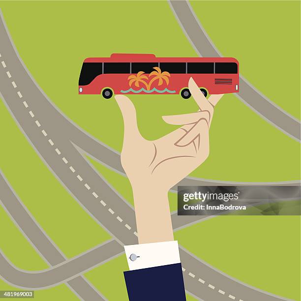 bus in hand. - driving car close up stock illustrations