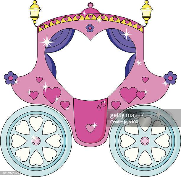 niedlichen glitzernden rosafarbenen aschenputtel/princess carriage. - postkutsche stock-grafiken, -clipart, -cartoons und -symbole