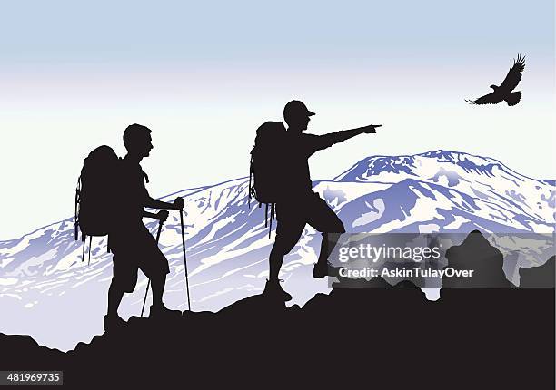 mountaineers - eagle bird stock illustrations