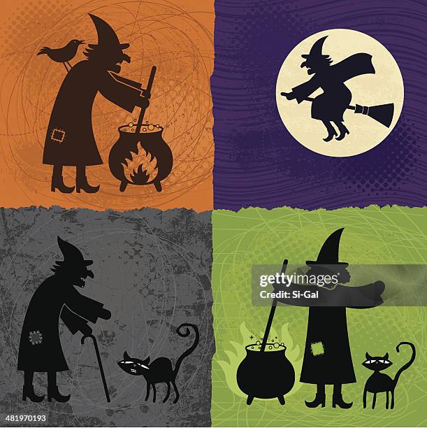stockillustraties, clipart, cartoons en iconen met halloween witches - ugly witches