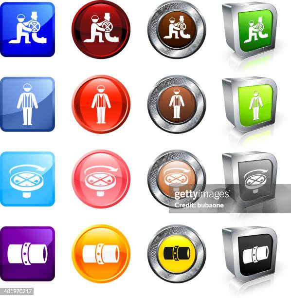 construction and welding labor workers royalty free vector button set - welding stock illustrations