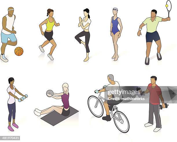 stockillustraties, clipart, cartoons en iconen met fitness people illustration - oefeningen met lichaamsgewicht