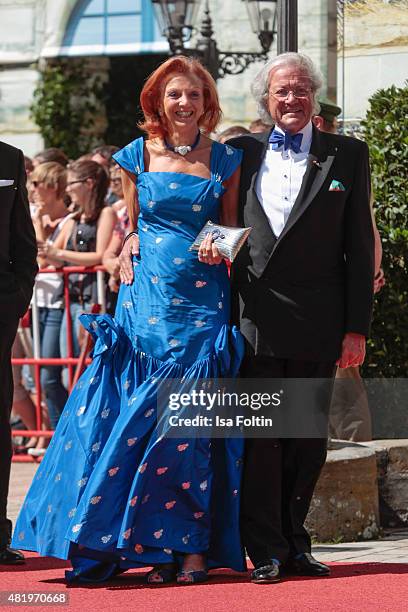 Marina Meggle and her husband Toni Meggle attend the Bayreuth Festival 2015 Opening on July 25, 2015 in Bayreuth, Germany.