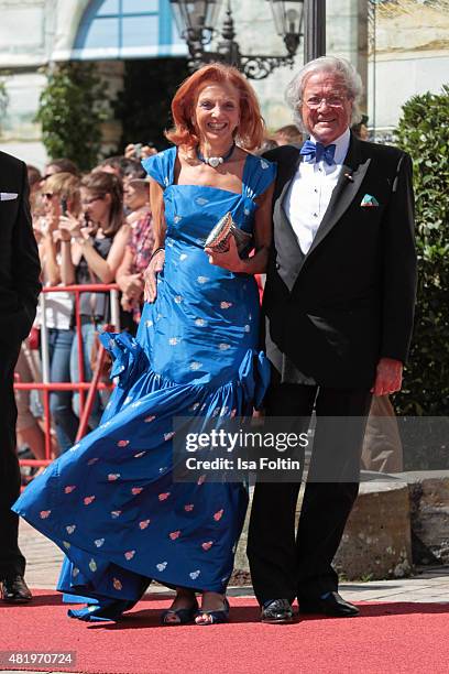 Marina Meggle and her husband Toni Meggle attend the Bayreuth Festival 2015 Opening on July 25, 2015 in Bayreuth, Germany.