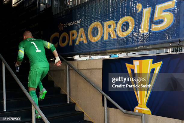 Goalkeeper Brad Guzan of the United States runs to the locker room after losing to Panama during the CONCACAF Gold Cup Third Place Match at PPL Park...