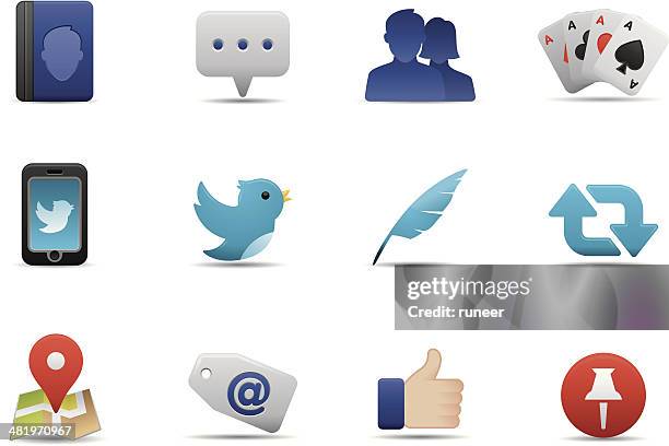social-media icons/premium-matten series - quill pen stock-grafiken, -clipart, -cartoons und -symbole