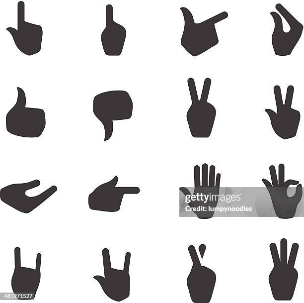 black and white hand signal icons - television aerial stock illustrations