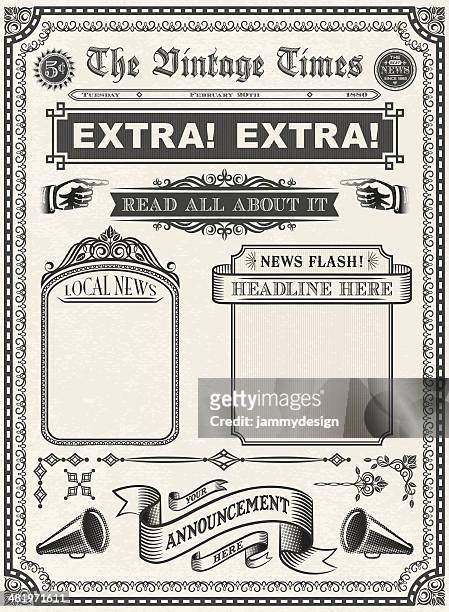 vintage newspaper - announcement message stock illustrations