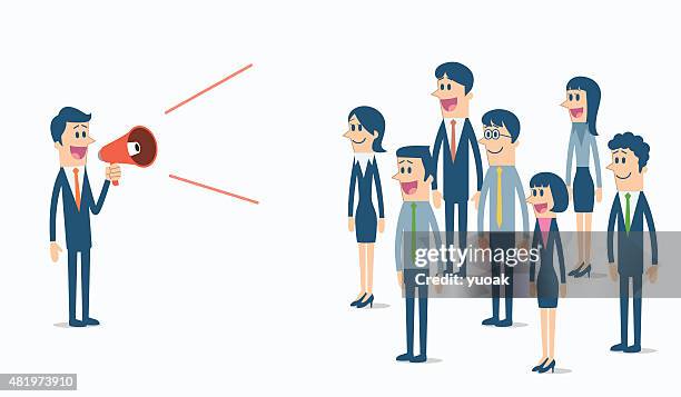 man with megaphone - public address system stock illustrations