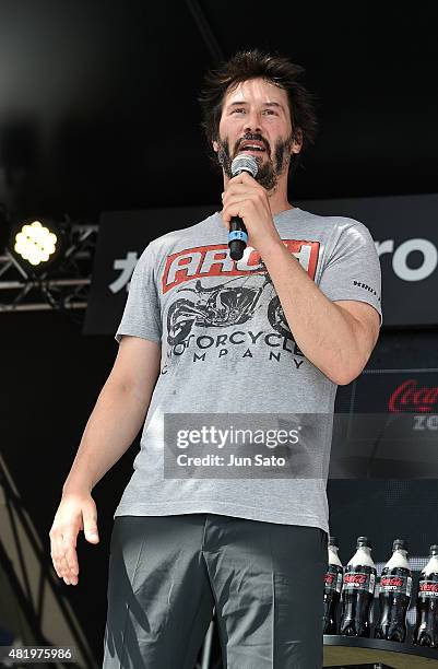 Keanu Reeves attends the talk session during the Suzuka 8 Hours at the Suzuka Circuit on July 26, 2015 in Suzuka, Japan.