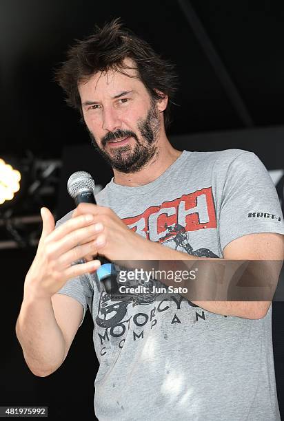 Keanu Reeves attends the talk session during the Suzuka 8 Hours at the Suzuka Circuit on July 26, 2015 in Suzuka, Japan.