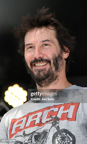 Keanu Reeves attends the talk session during the Suzuka 8 Hours at the Suzuka Circuit on July 26, 2015 in Suzuka, Japan.