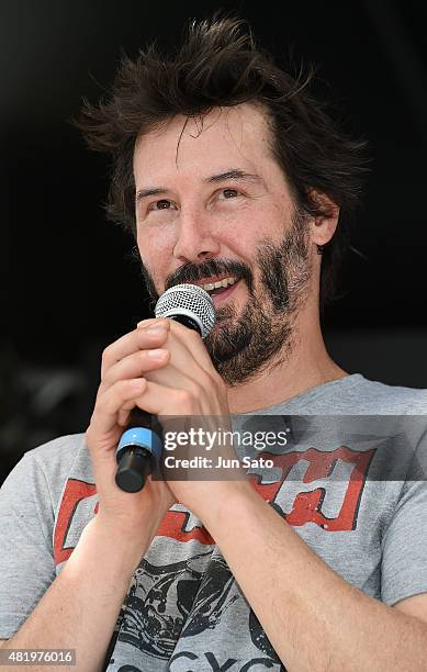 Keanu Reeves attends the talk session during the Suzuka 8 Hours at the Suzuka Circuit on July 26, 2015 in Suzuka, Japan.