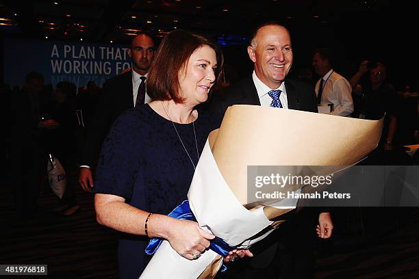 Prime Minster John Key and his wife Bronagh Key leave the Annual National Party Conference at Sky City on July 26, 2015 in Auckland, New Zealand.