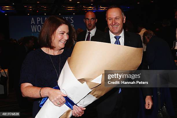 Prime Minster John Key and his wife Bronagh Key leave the Annual National Party Conference at Sky City on July 26, 2015 in Auckland, New Zealand.