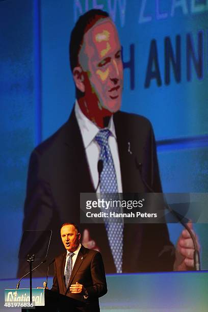 New Zealand Prime Minster John Key addresses the Annual National Party Conference at Sky City on July 26, 2015 in Auckland, New Zealand.