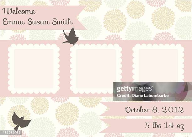 cute birth announcement template - girl - cute baby stock illustrations