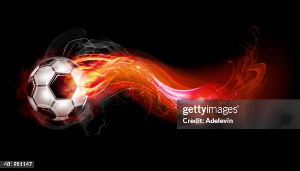 soccer ball on fire - passing sport stock illustrations