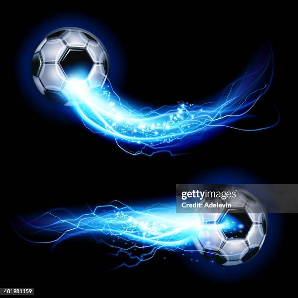 illustrazioni stock, clip art, cartoni animati e icone di tendenza di pallone da calcio su lampo - soccer ball