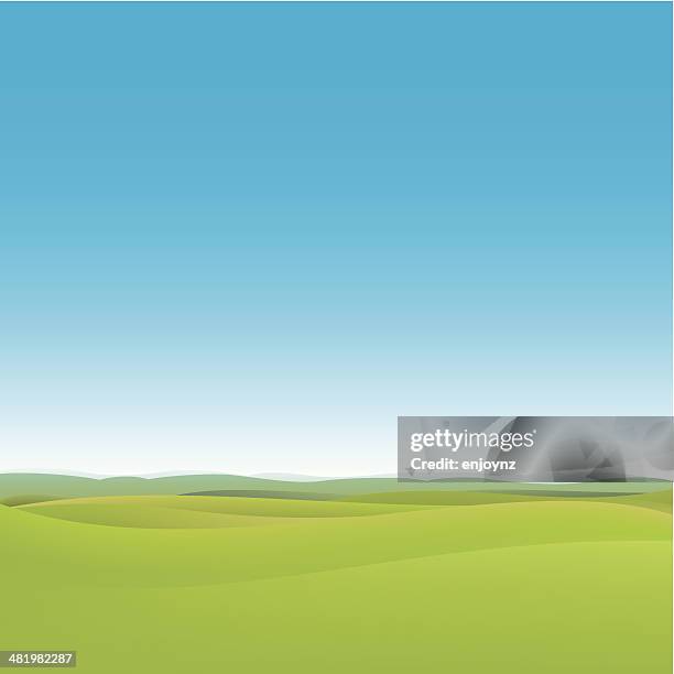 bildbanksillustrationer, clip art samt tecknat material och ikoner med green fields background - klar himmel